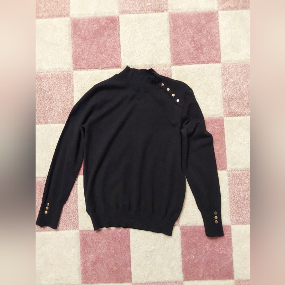 Black Button-Detail Women's Sweater